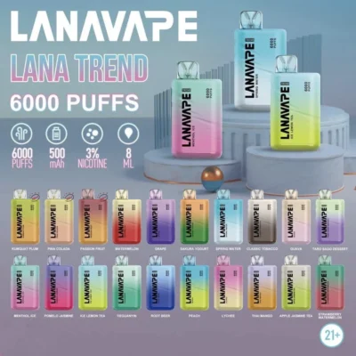 】LANA TREND 6000 拋棄式電子煙 經典造型 香味濃郁 原裝正品 18ml大容量